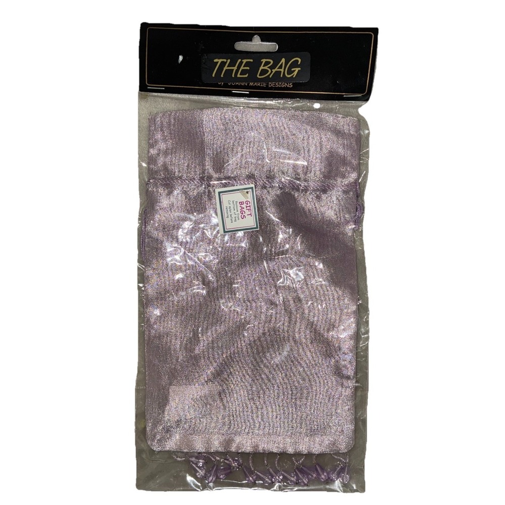 Joann Marie Designs Gift‎ Bag Purple Organza 6x10" Tassels Beaded Sheer Vtg NEW
